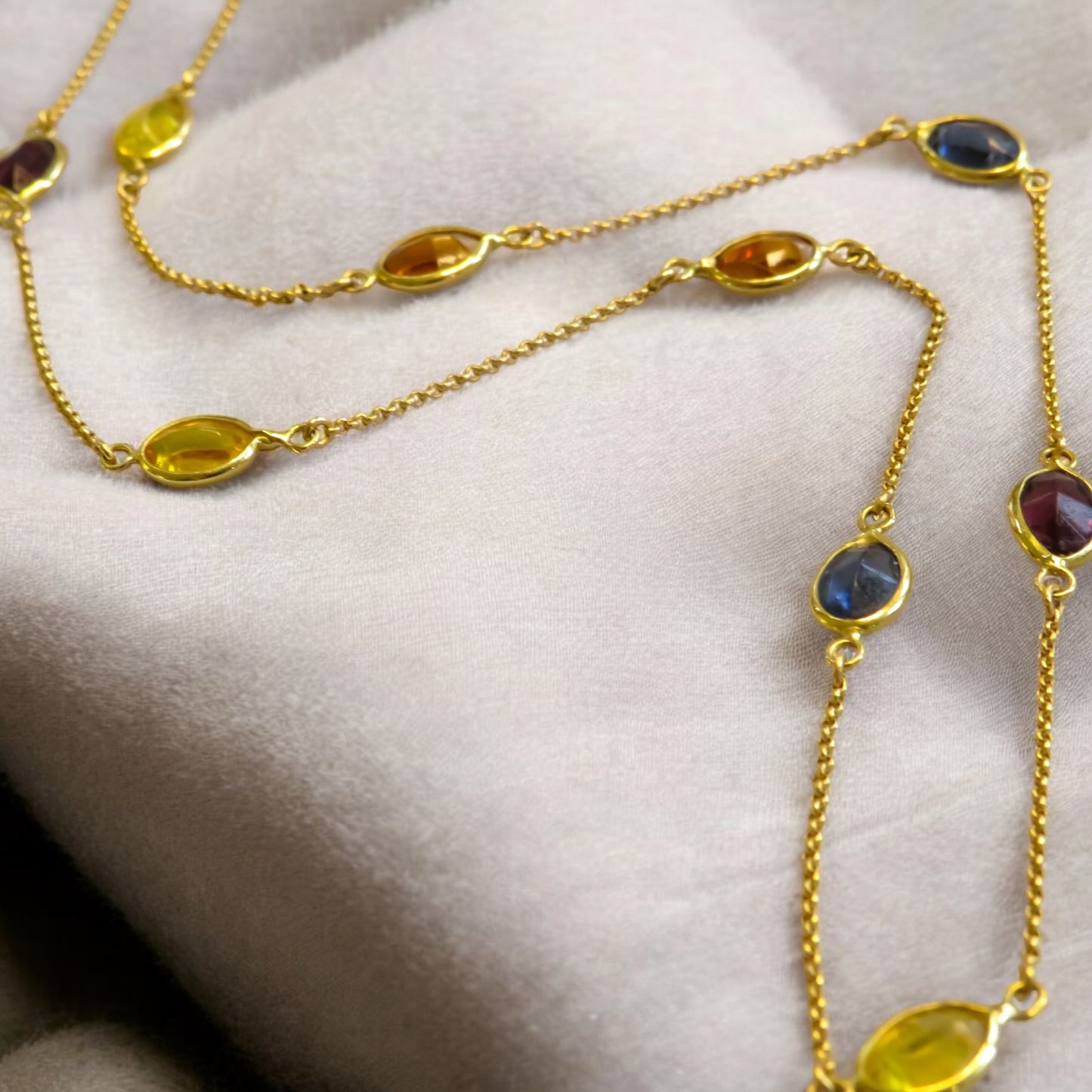 18K Gold and Faceted Glass Station Necklace
