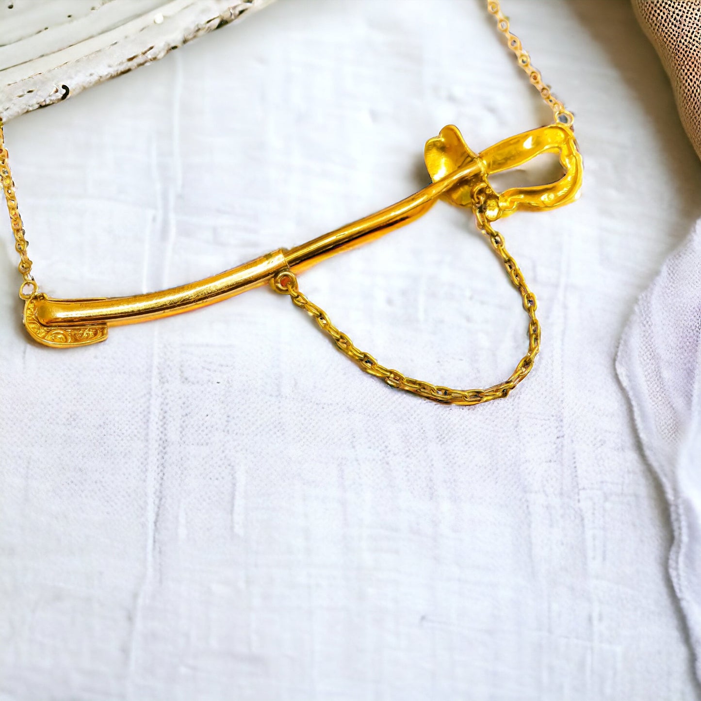 Edwardian Enamel Sword Conversion Necklace