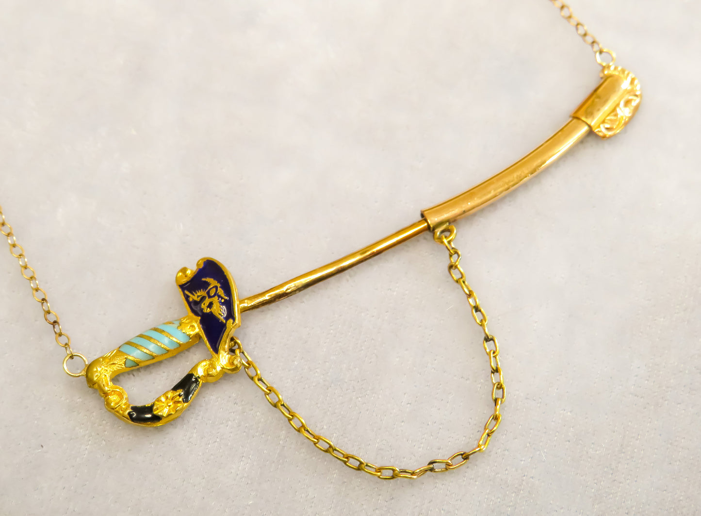Edwardian Enamel Sword Conversion Necklace