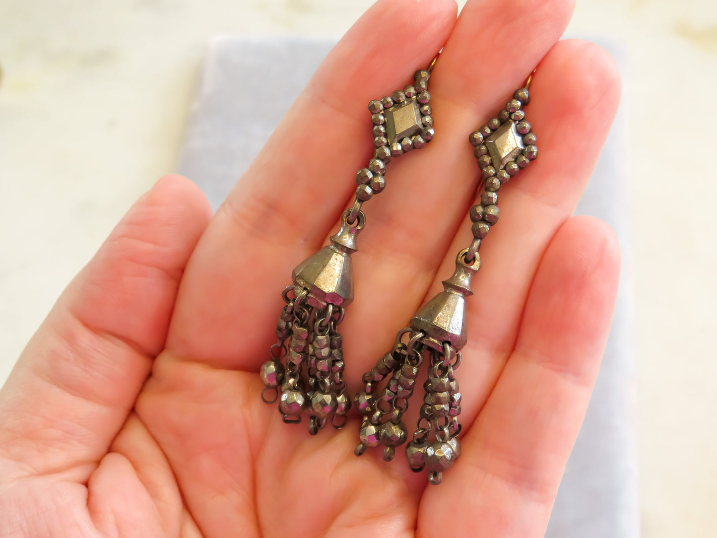 Georgian Cut Steel Tassel Earrings