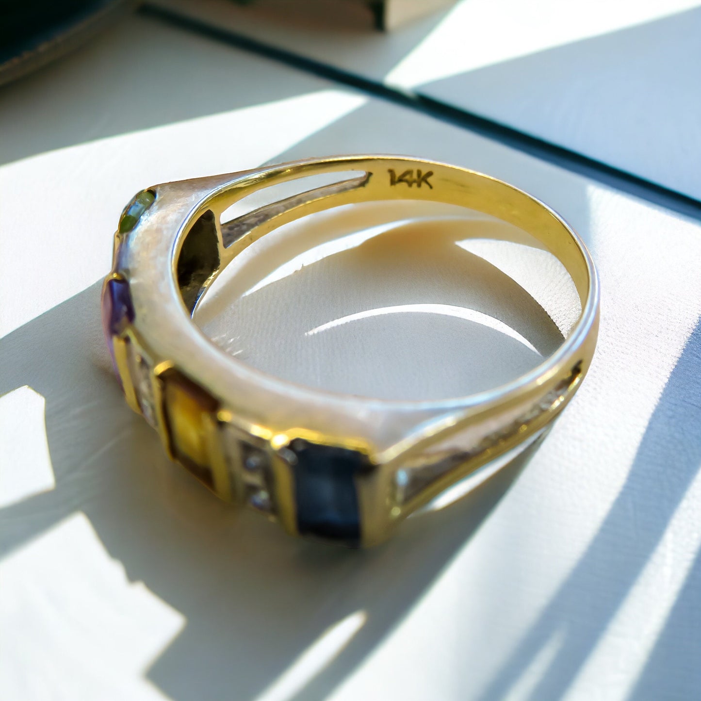 Diamond and Gemstone Harlequin Ring