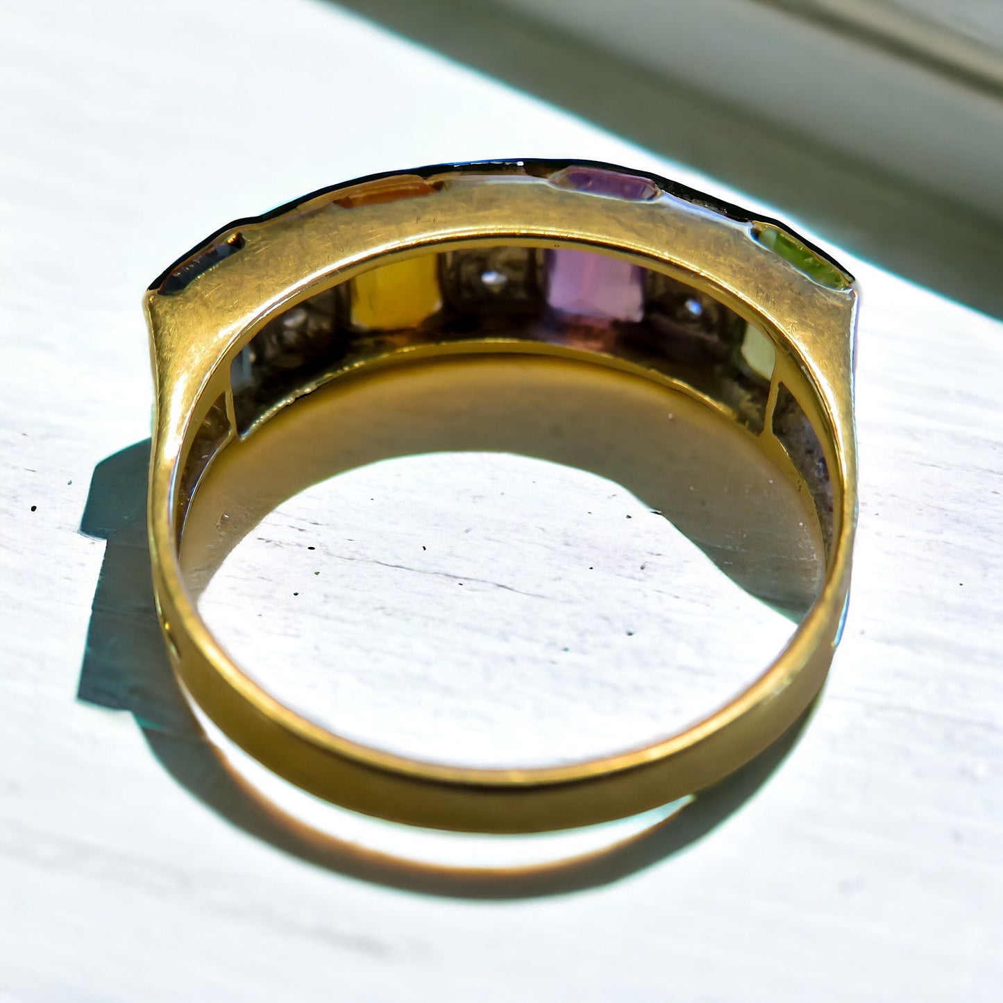 Diamond and Gemstone Harlequin Ring