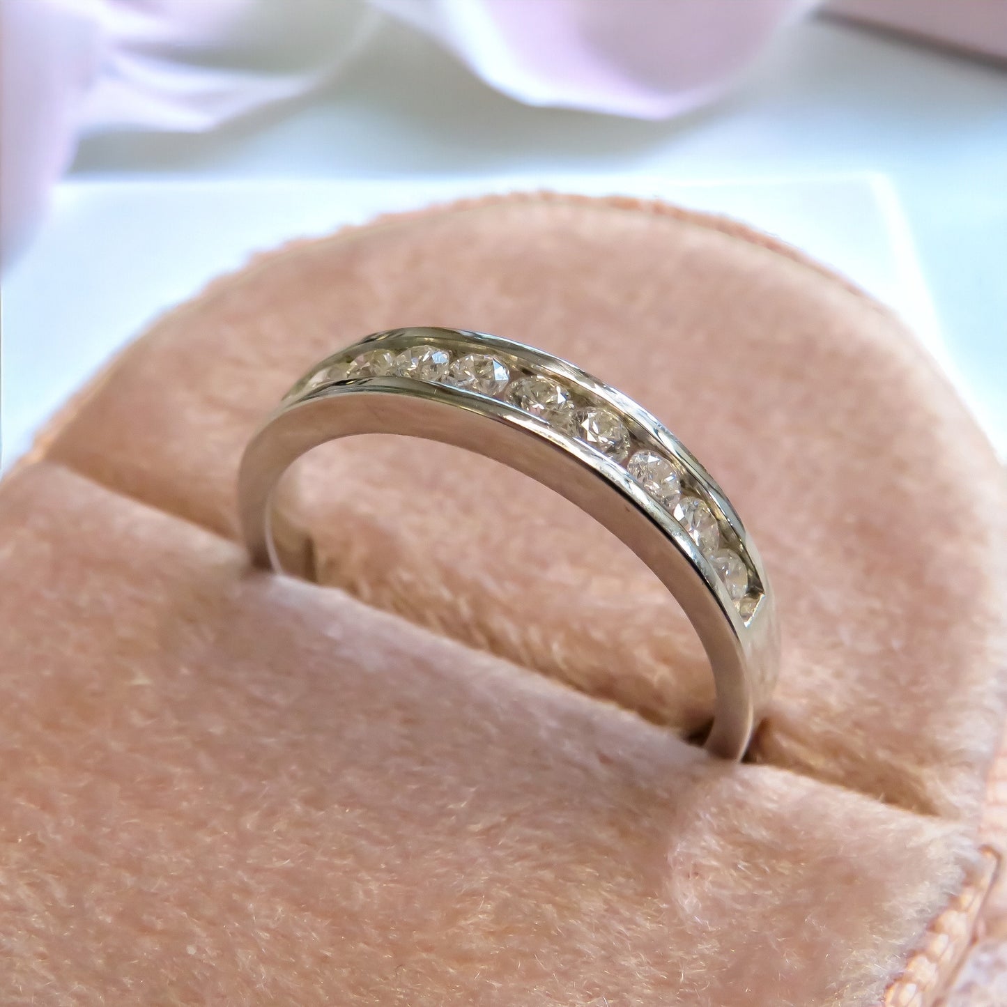 Channel Set Diamond Wedding Band in 14K White Gold