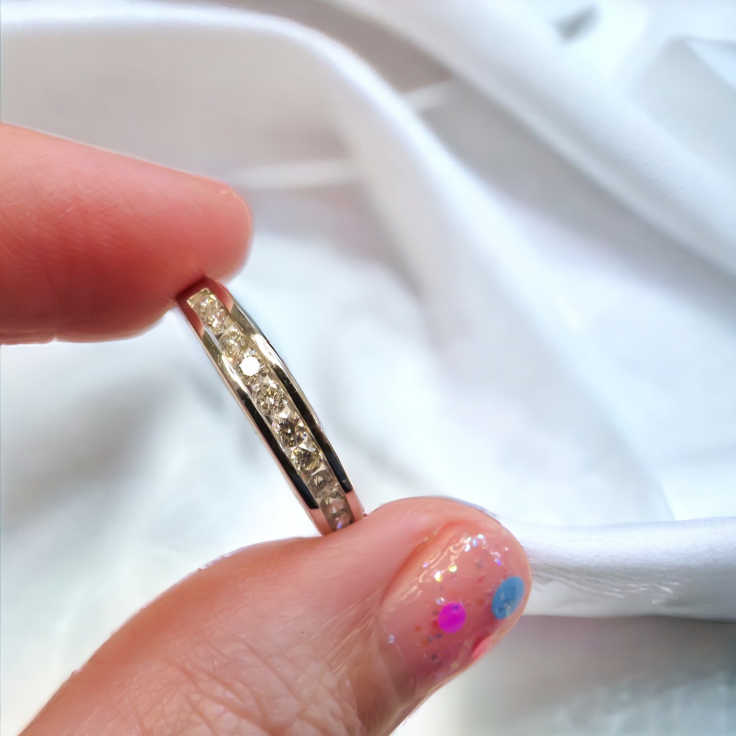 Channel Set Diamond Wedding Band in 14K White Gold