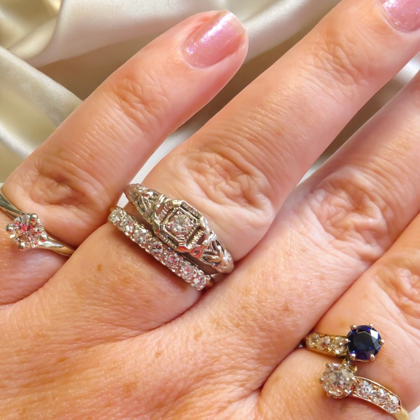 Bow and Butterfly Motif Vintage Engagement Ring