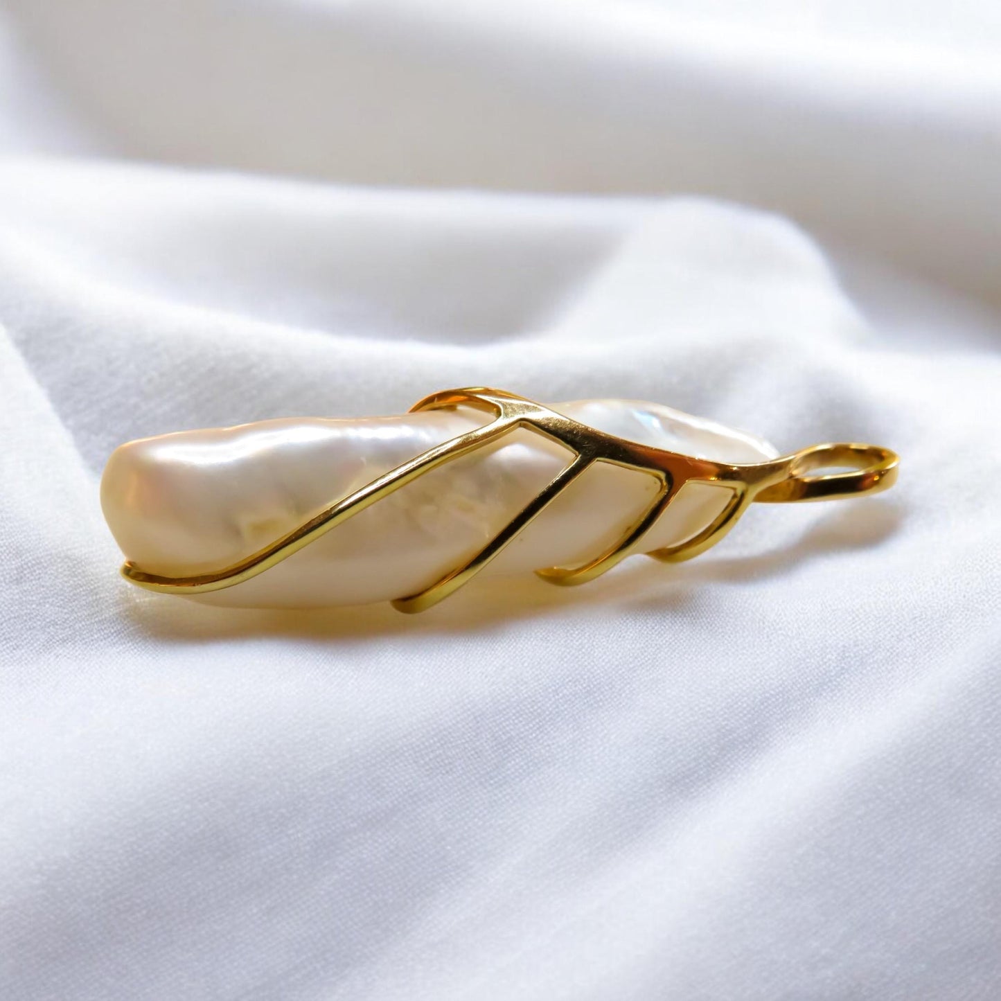 Baroque Pearl, Diamond, and Sapphire Pendant