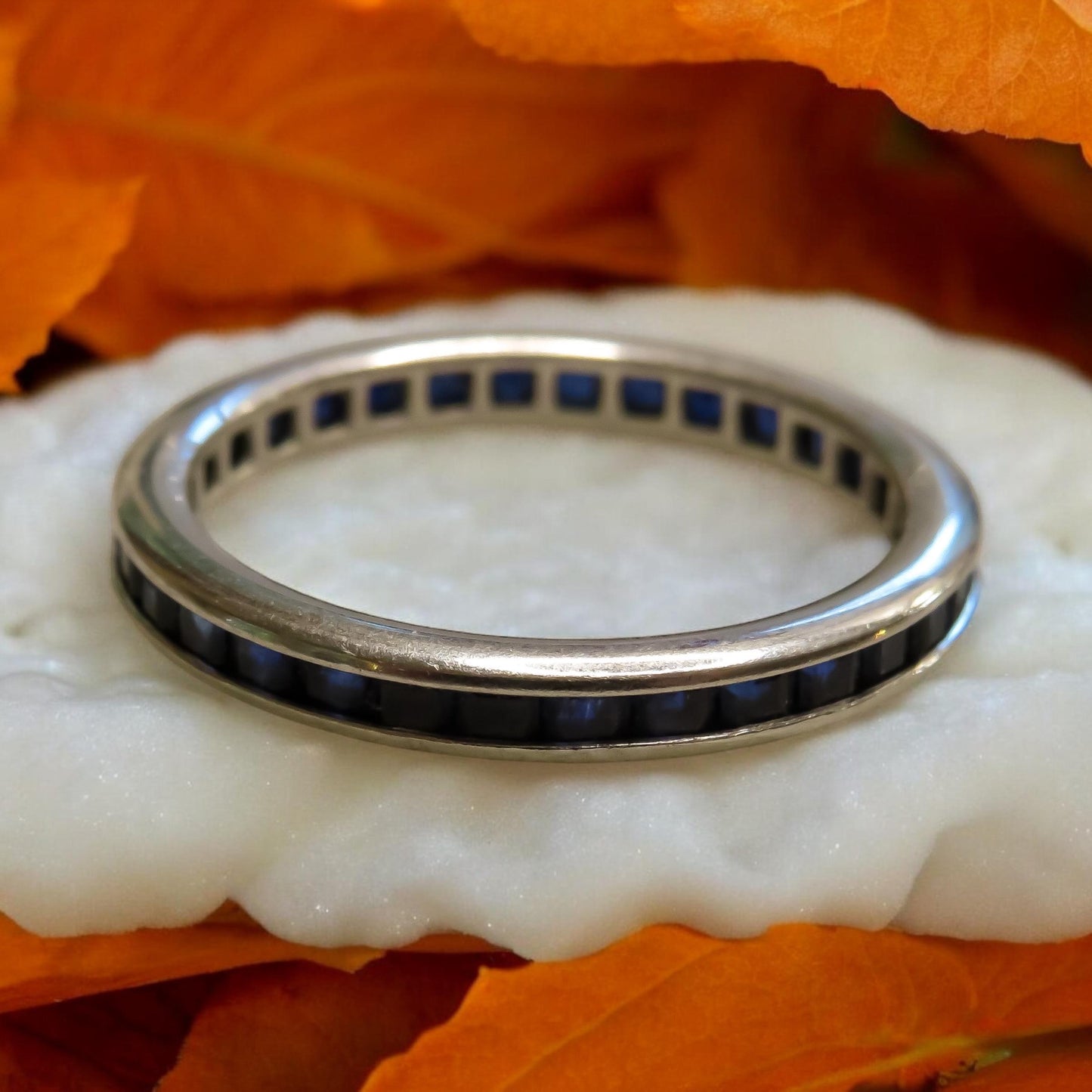 Sapphire Eternity Band in Platinum Art Deco Era