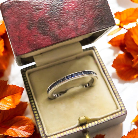 Sapphire Eternity Band in Platinum Art Deco Era