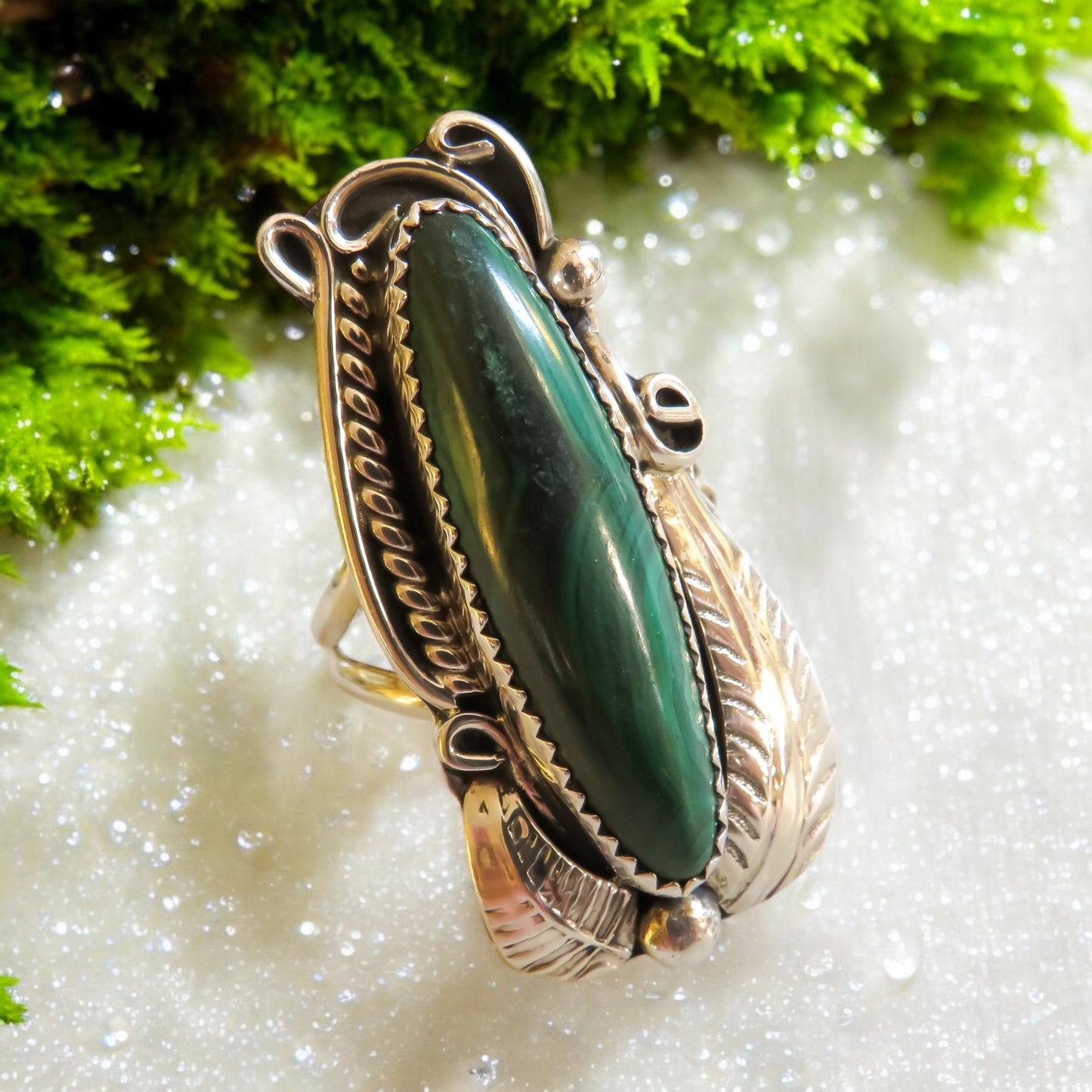 Malachite and Sterling Silver Native Artisan Jewelry Suite