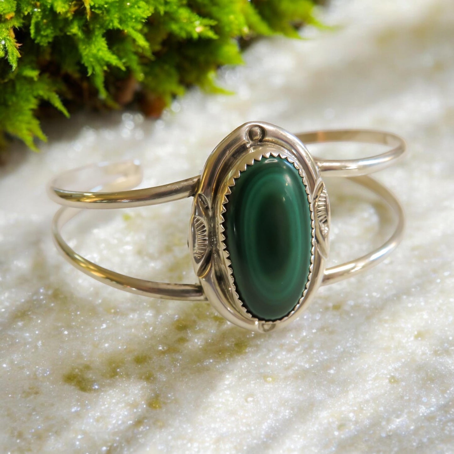 Malachite and Sterling Silver Native Artisan Jewelry Suite