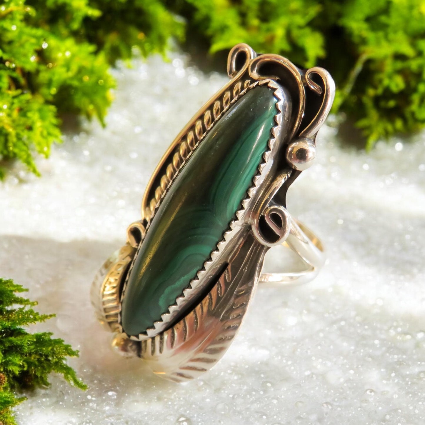 Malachite and Sterling Silver Native Artisan Jewelry Suite