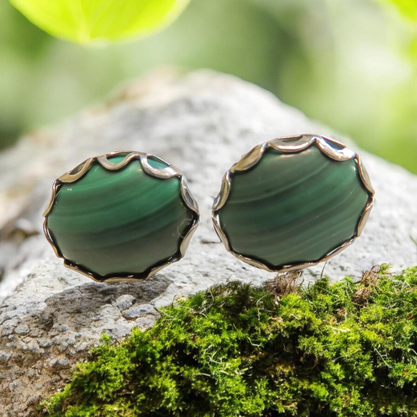 Malachite and Sterling Silver Native Artisan Jewelry Suite