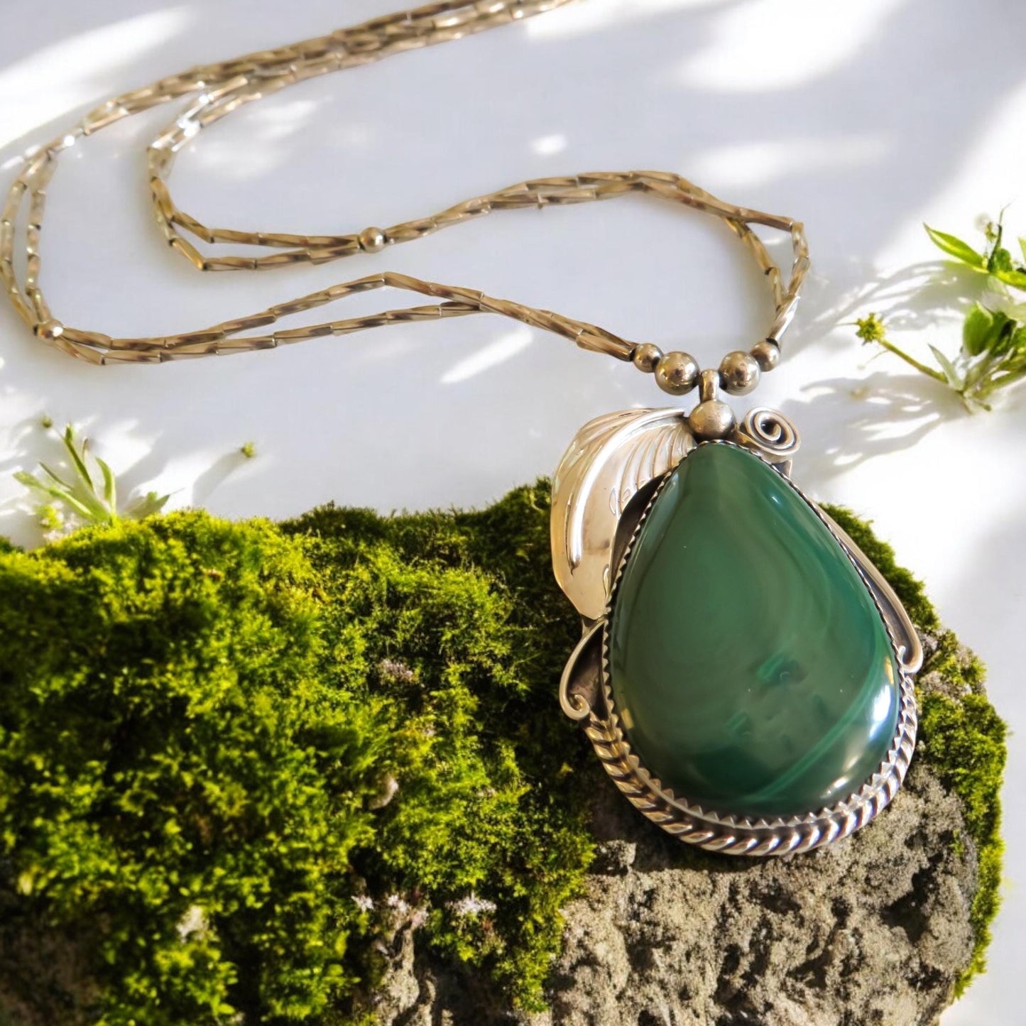 Malachite and Sterling Silver Native Artisan Jewelry Suite