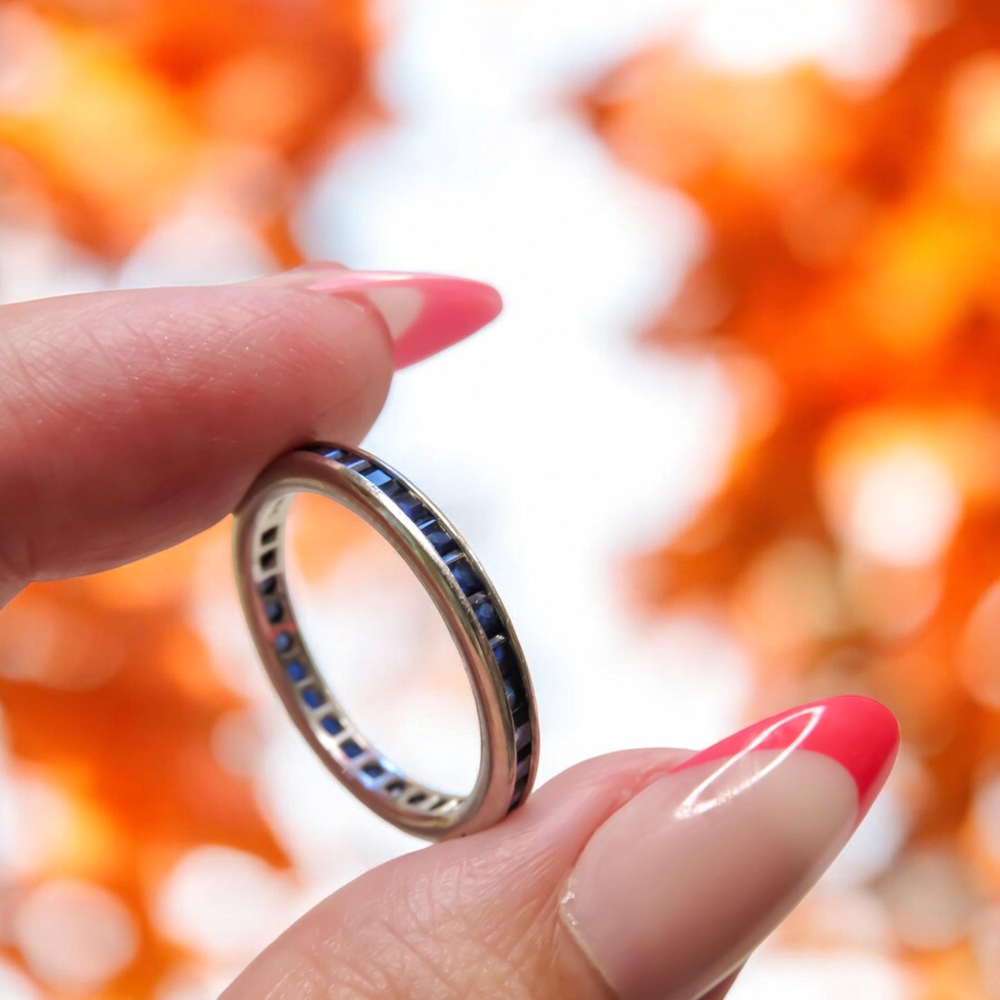 Sapphire Eternity Band in Platinum Art Deco Era