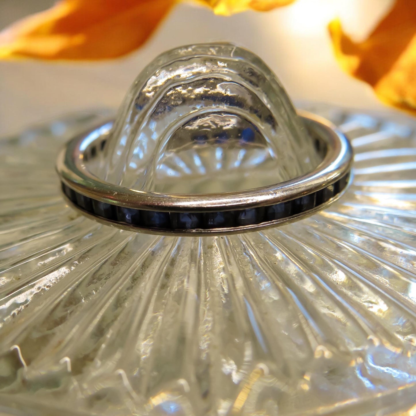 Sapphire Eternity Band in Platinum Art Deco Era