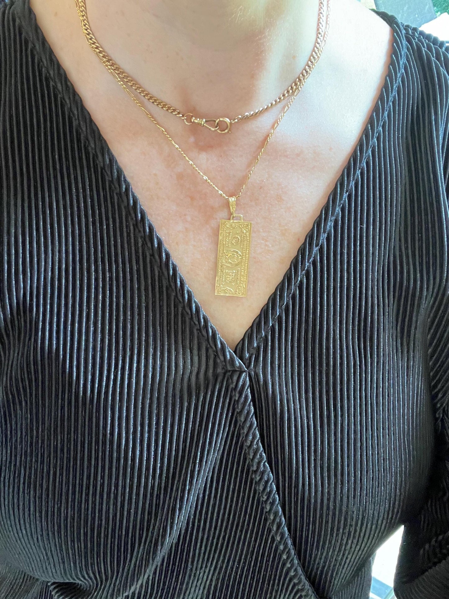 One Hundred Dollar Bill Necklace Charm Pendant