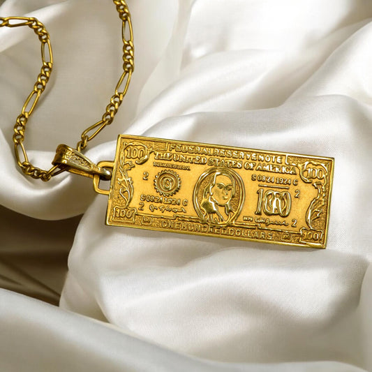 One Hundred Dollar Bill Necklace Charm Pendant