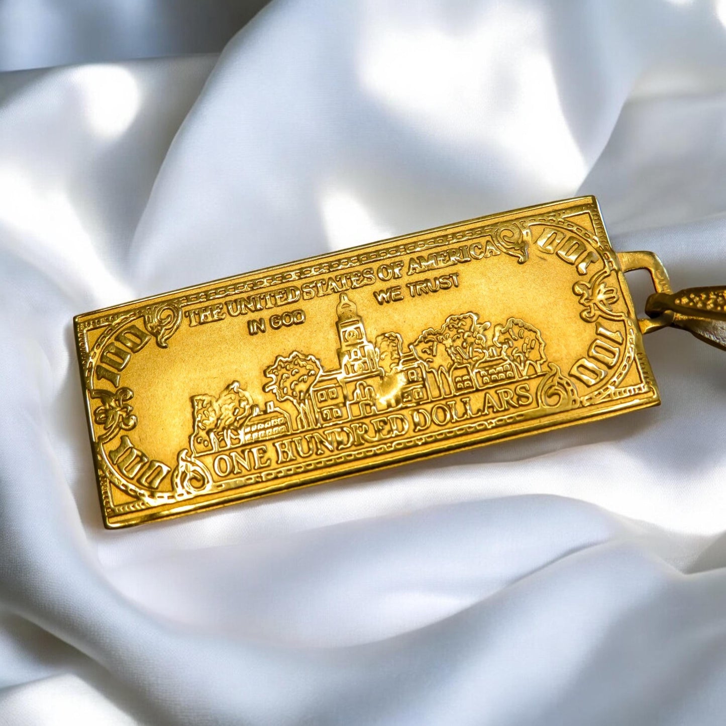 One Hundred Dollar Bill Necklace Charm Pendant