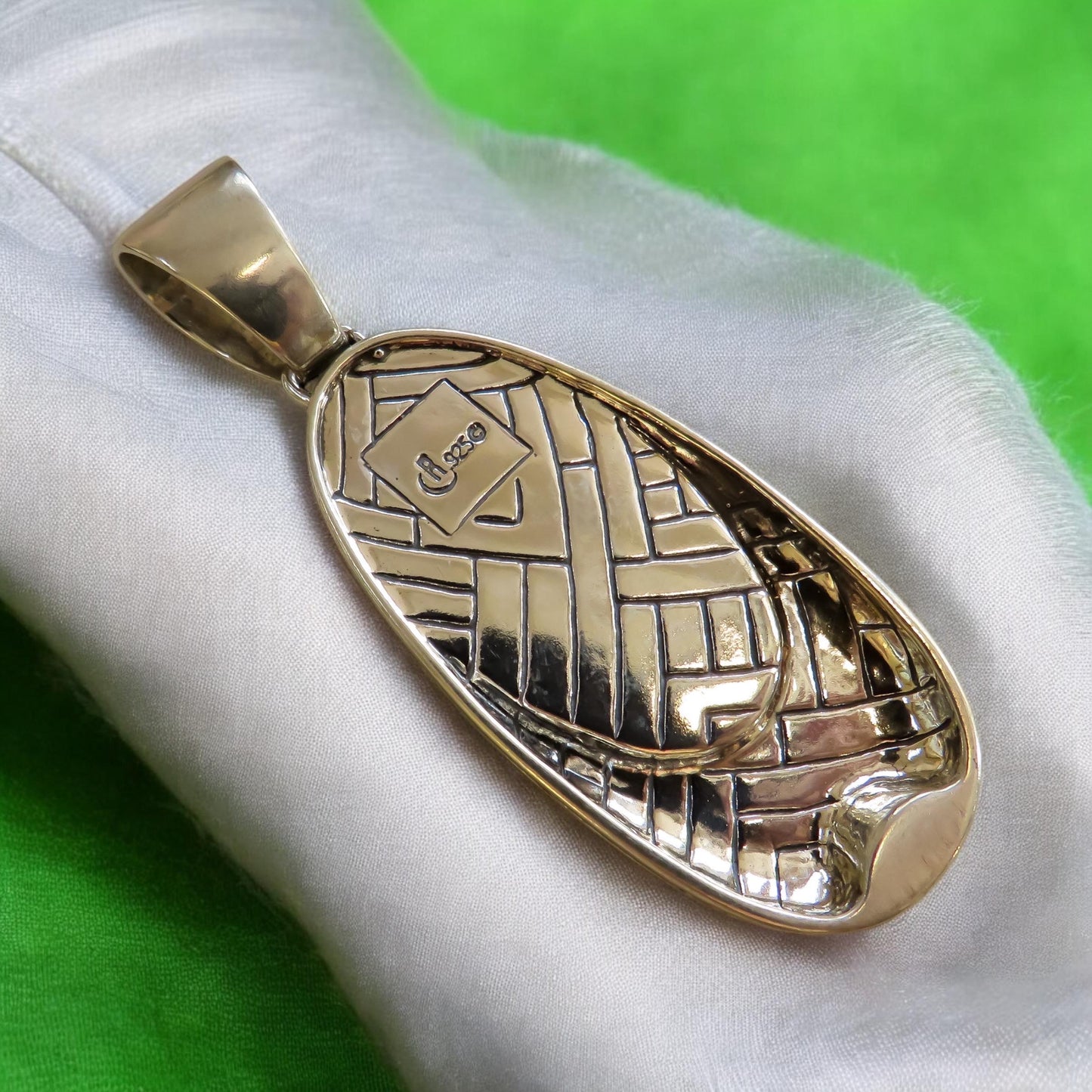 Gemstone Inlay Silver Pendant