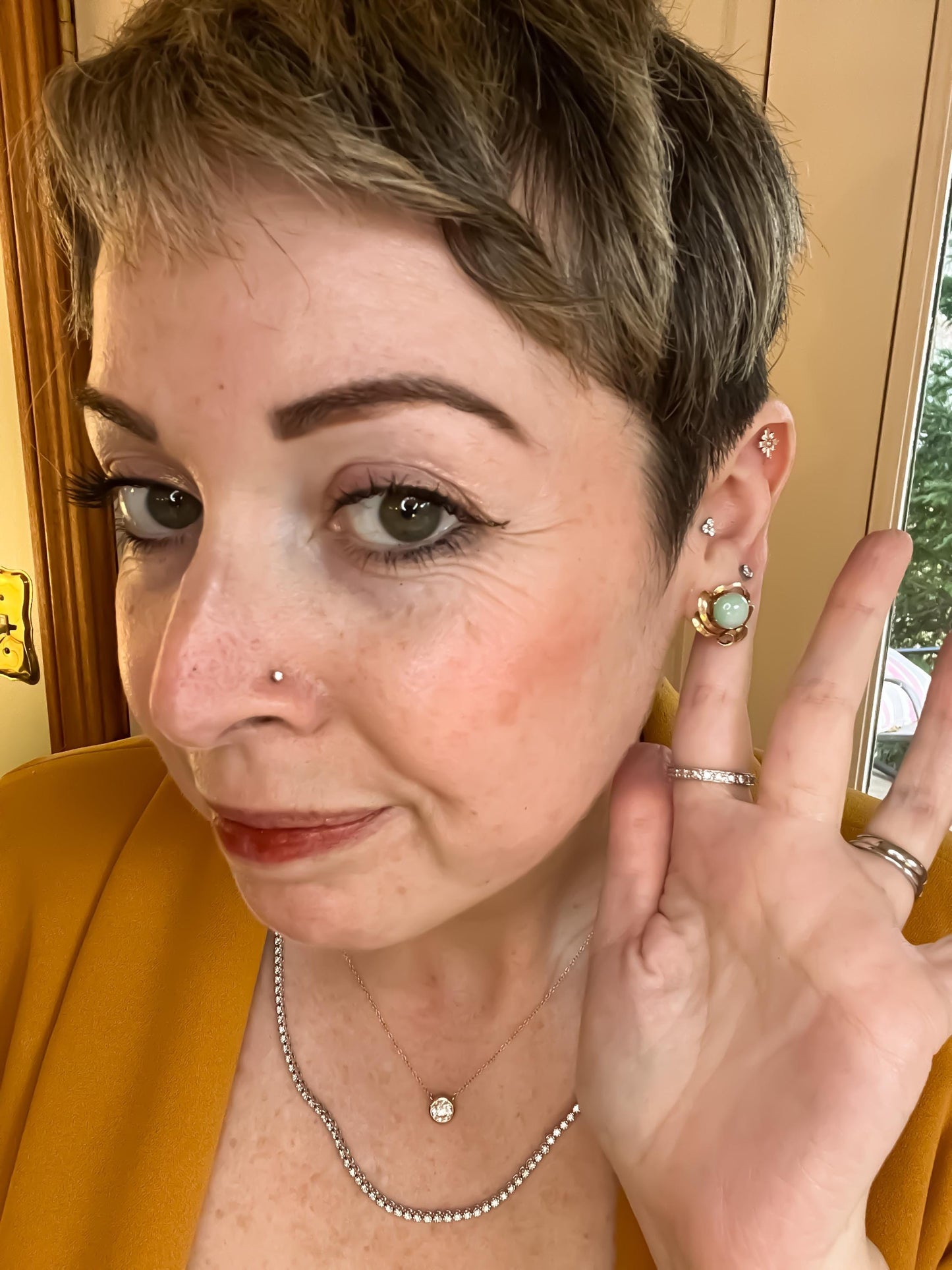 Jade and 18K Gold Freeform Earrings