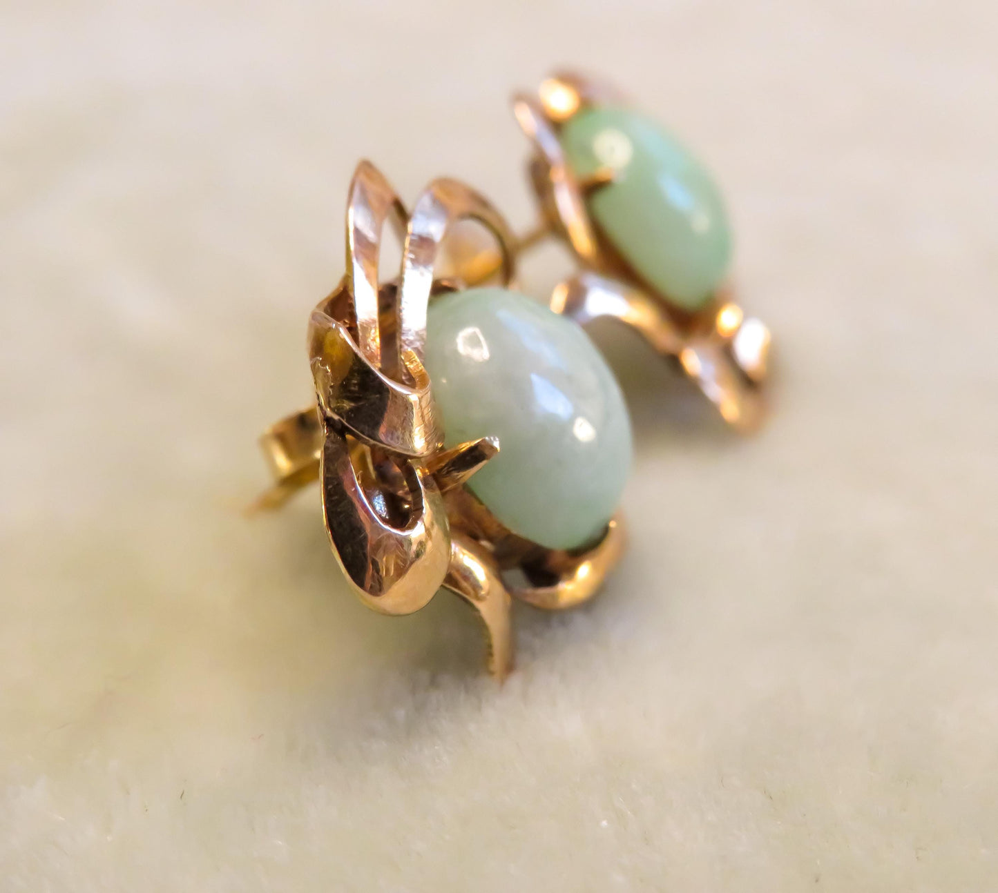 Jade and 18K Gold Freeform Earrings