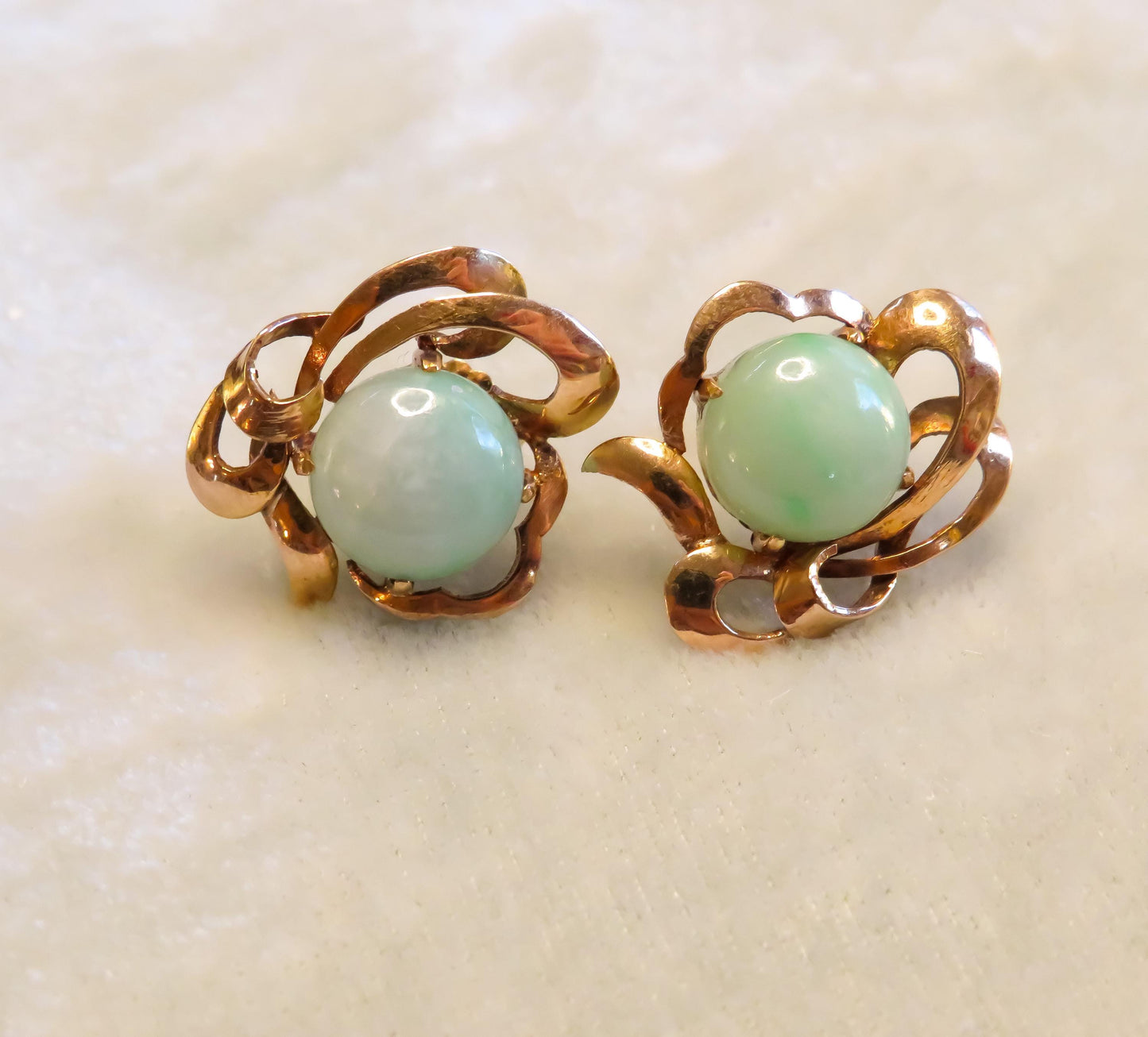 Jade and 18K Gold Freeform Earrings