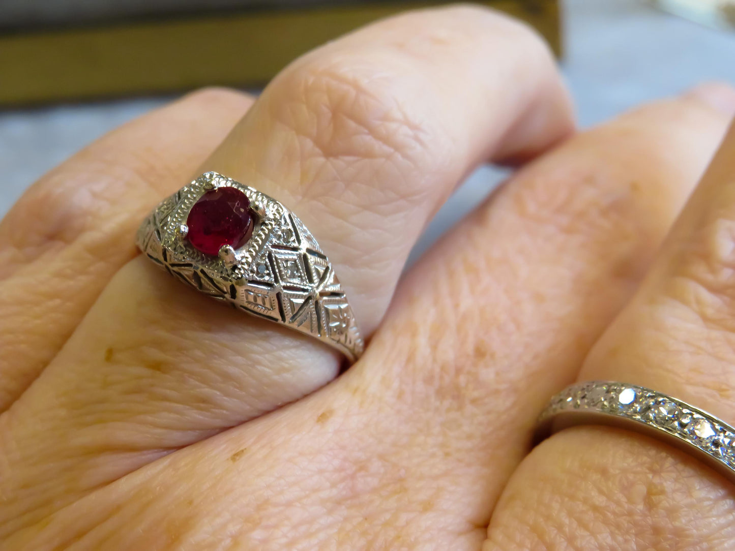 Art Deco Style Ruby Ring