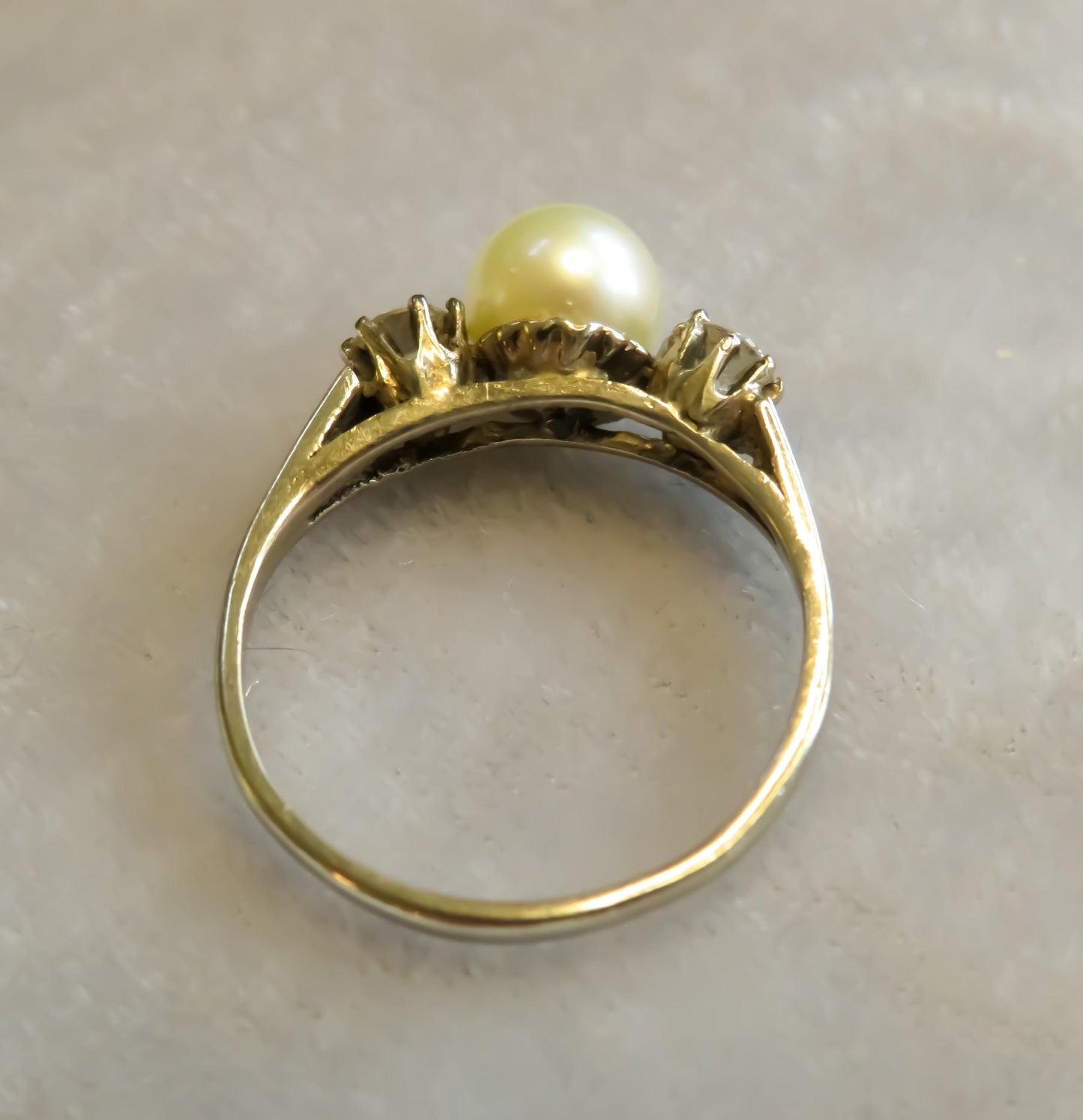 1940s Pearl and Diamond Trilogy Ring