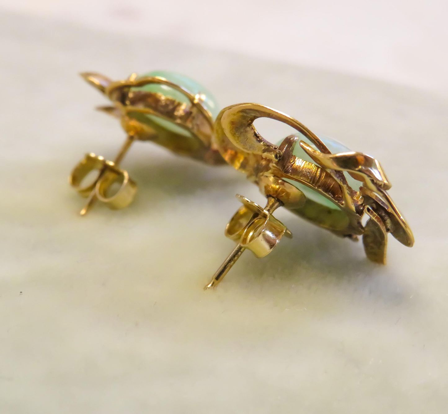 Jade and 18K Gold Freeform Earrings