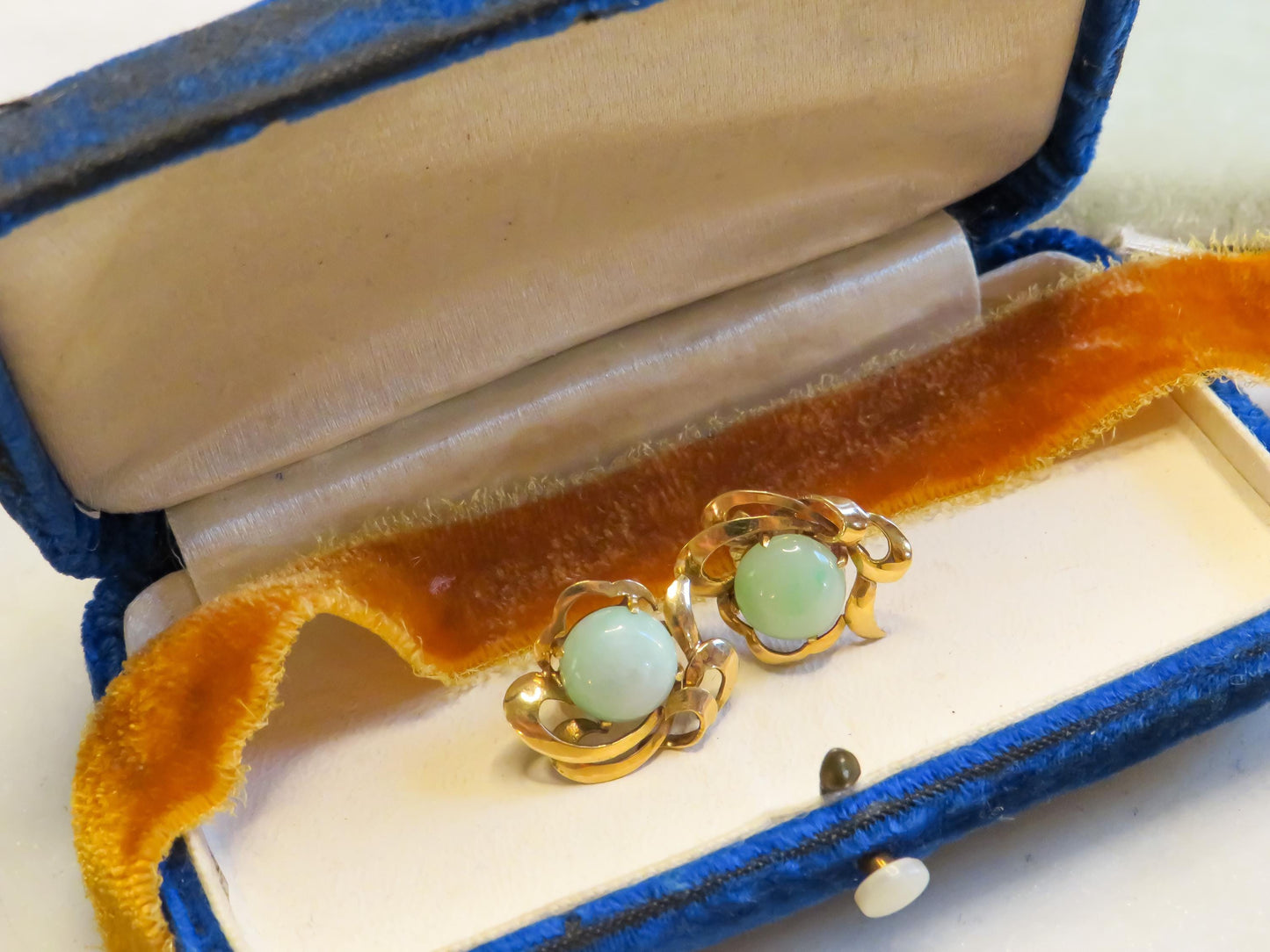 Jade and 18K Gold Freeform Earrings