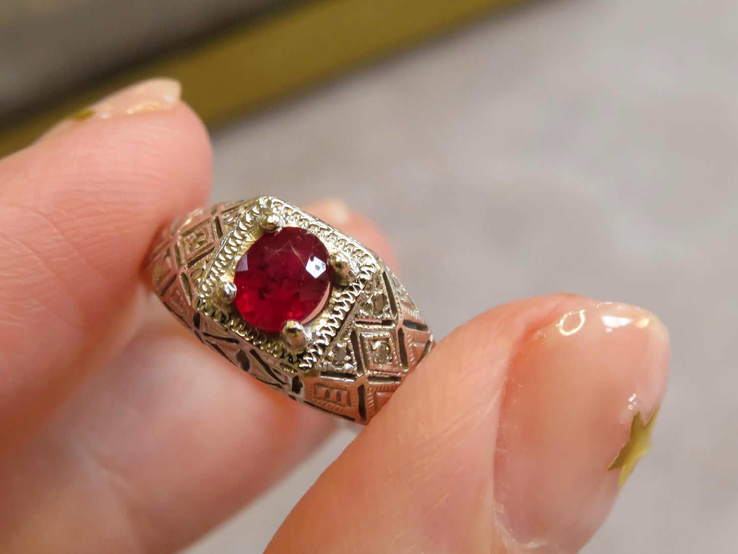 Art Deco Style Ruby Ring