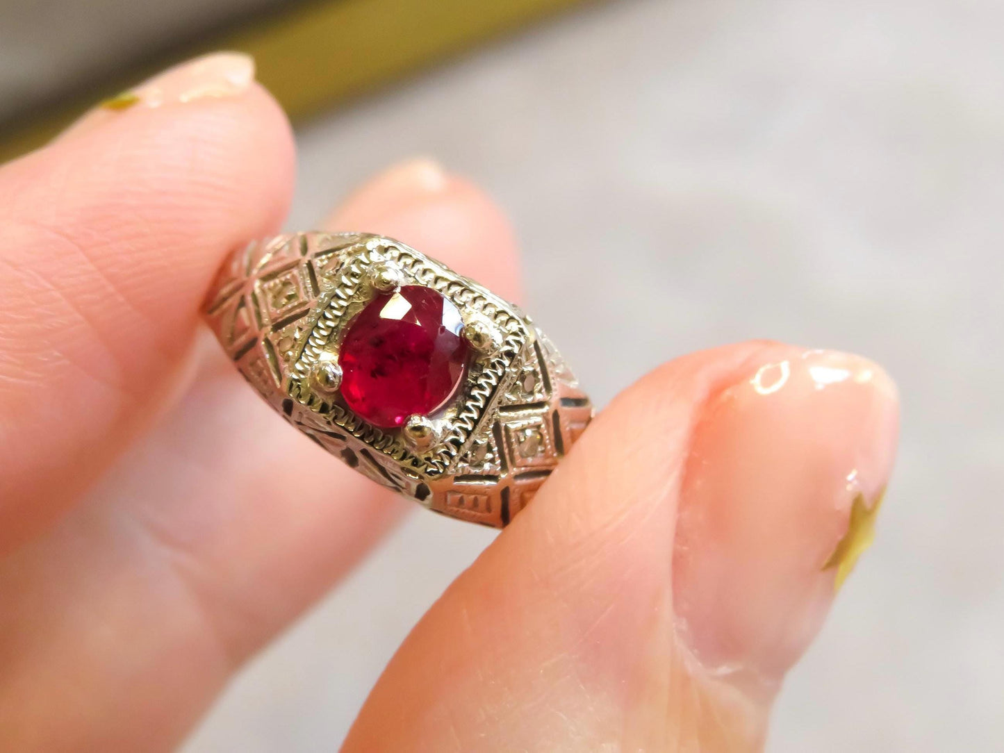 Art Deco Style Ruby Ring