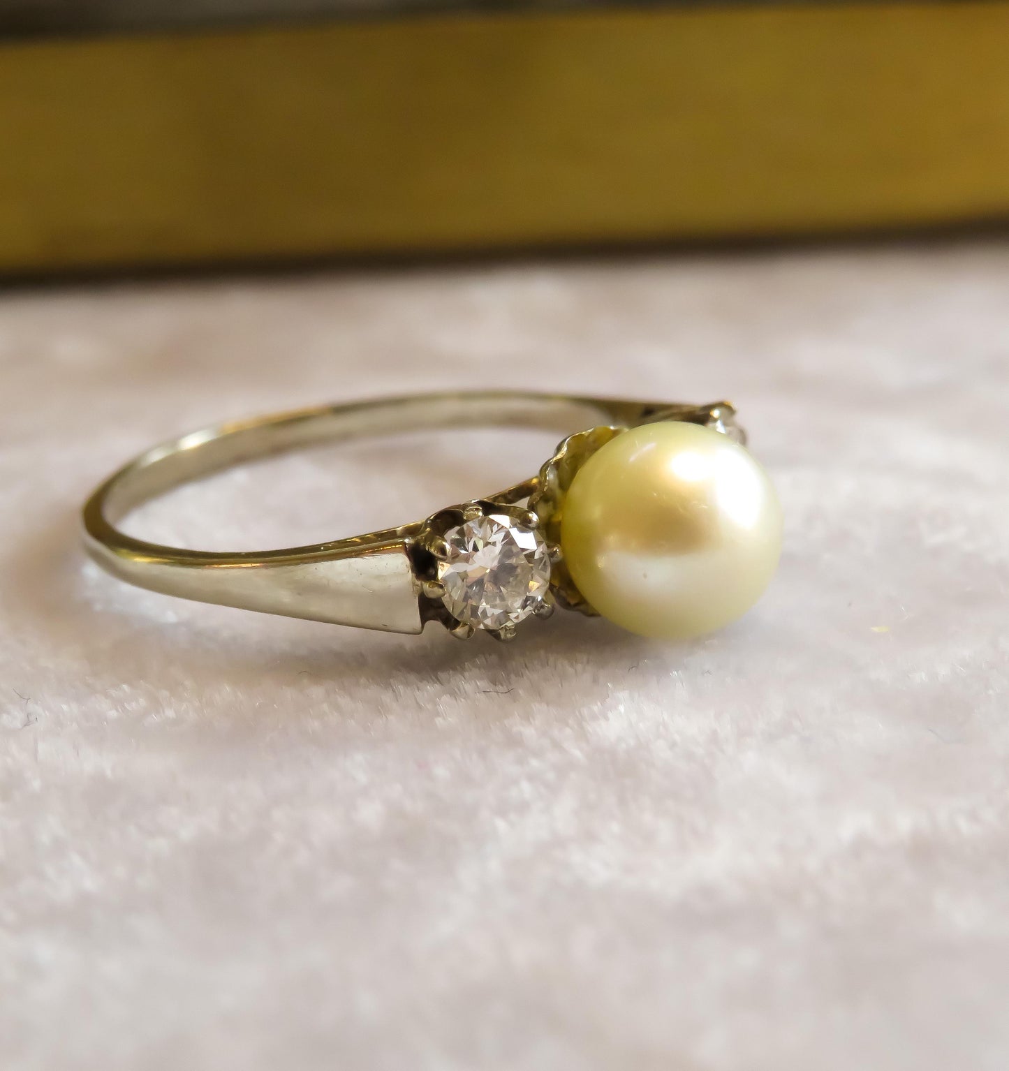 1940s Pearl and Diamond Trilogy Ring