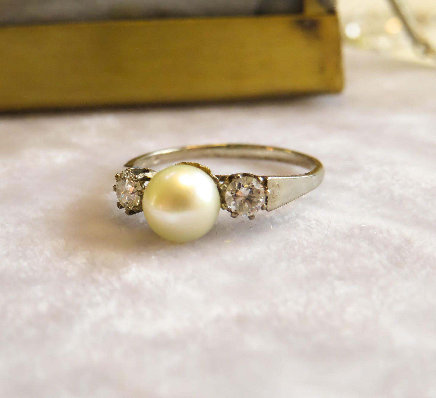 1940s Pearl and Diamond Trilogy Ring