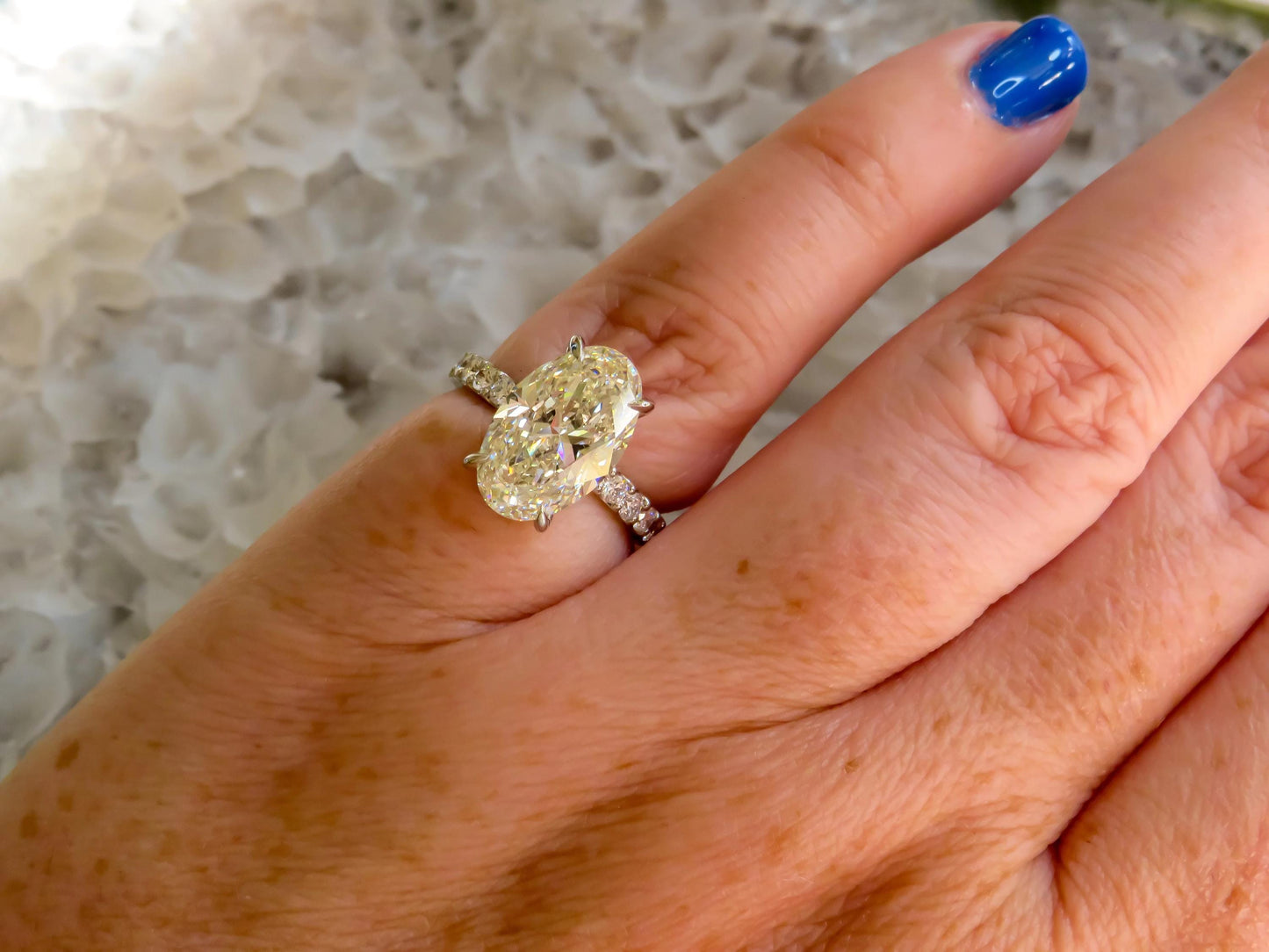 4.01 Carat GIA Certified Oval Diamond Ring in Platinum with Hidden Diamond Halo