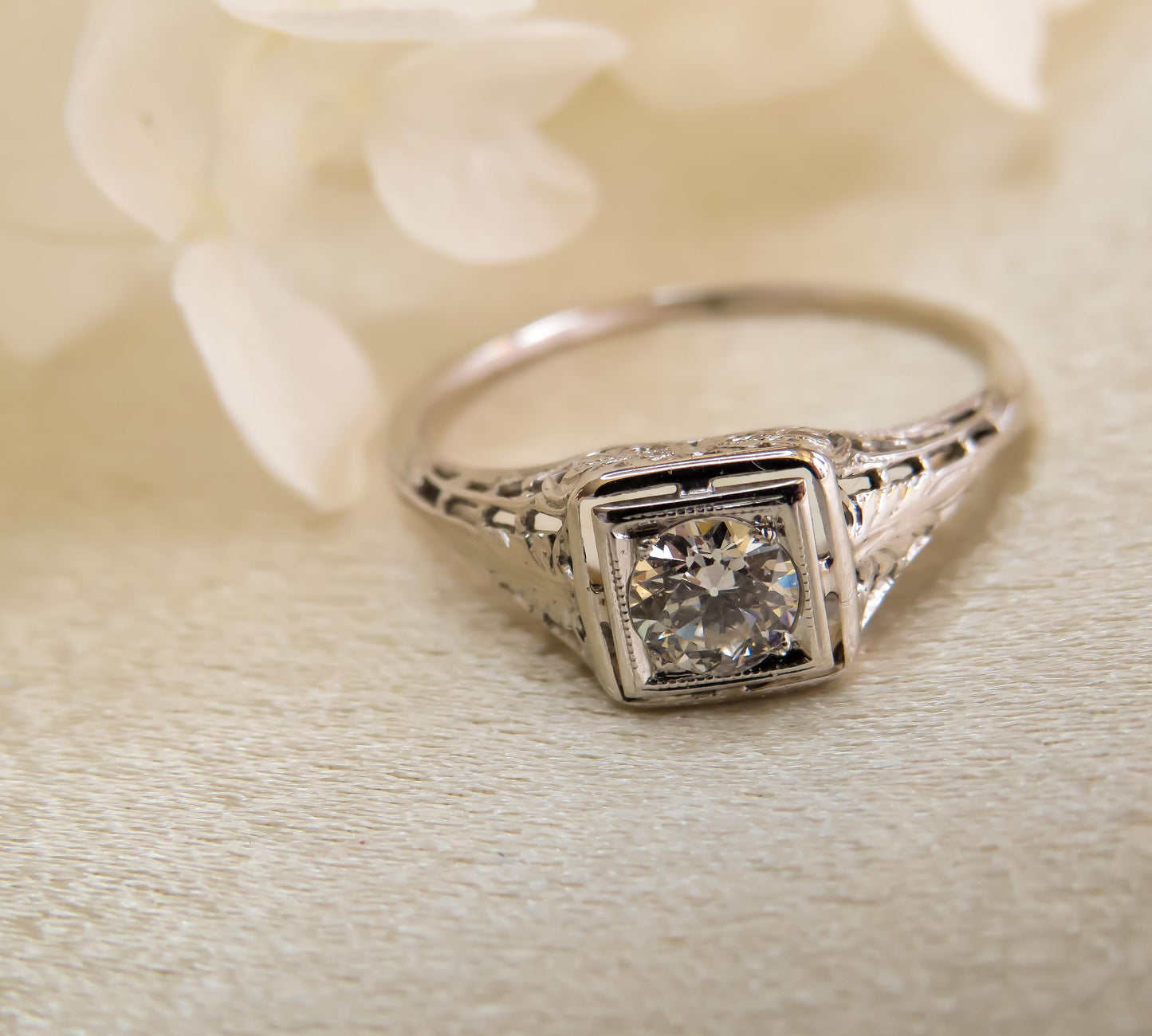 Old European Solitaire in Filigree Setting