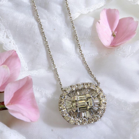 Diamond Cluster Necklace in 14K White Gold