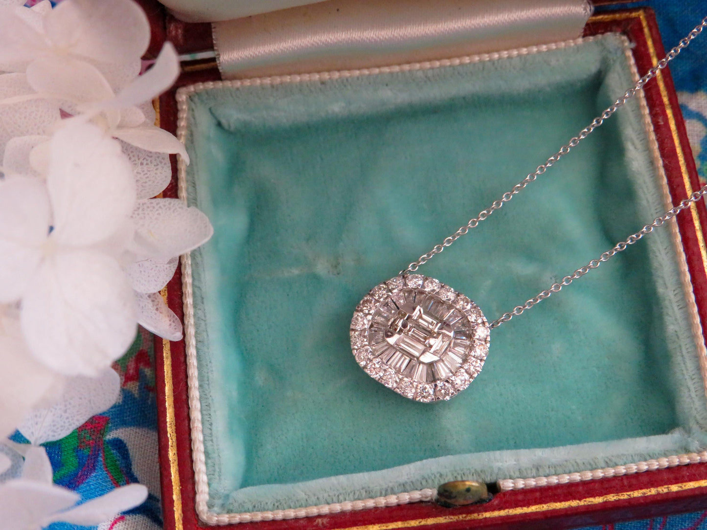 Diamond Cluster Necklace in 14K White Gold