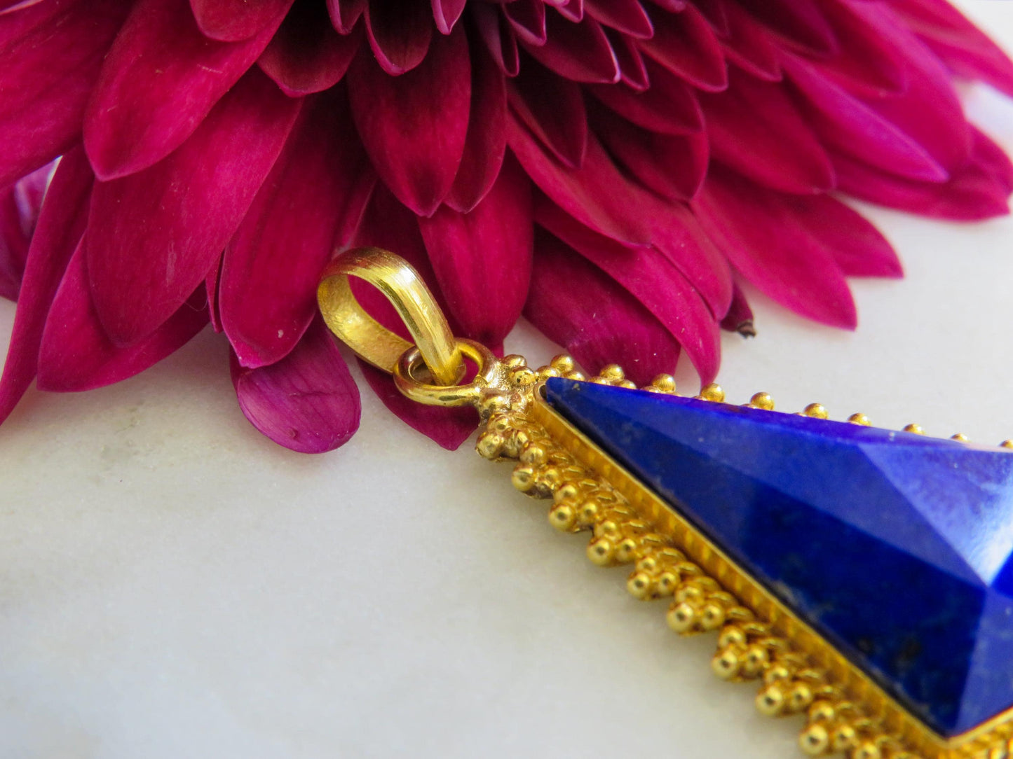 Etruscan Revival Lapis Pendant in 18K Gold