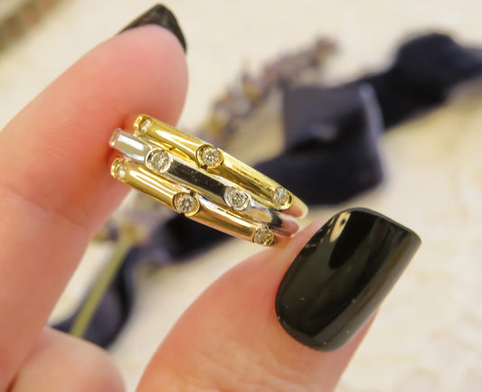 18K Tri-Tone Gold and Diamond Scatter Band