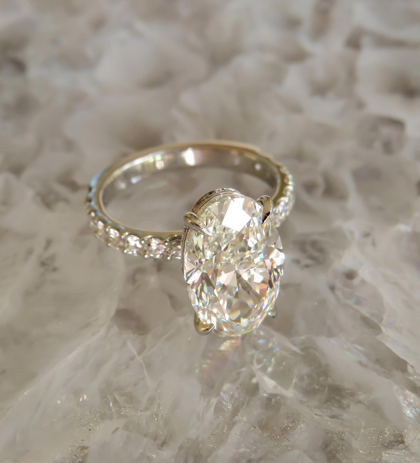 4.01 Carat GIA Certified Oval Diamond Ring in Platinum with Hidden Diamond Halo