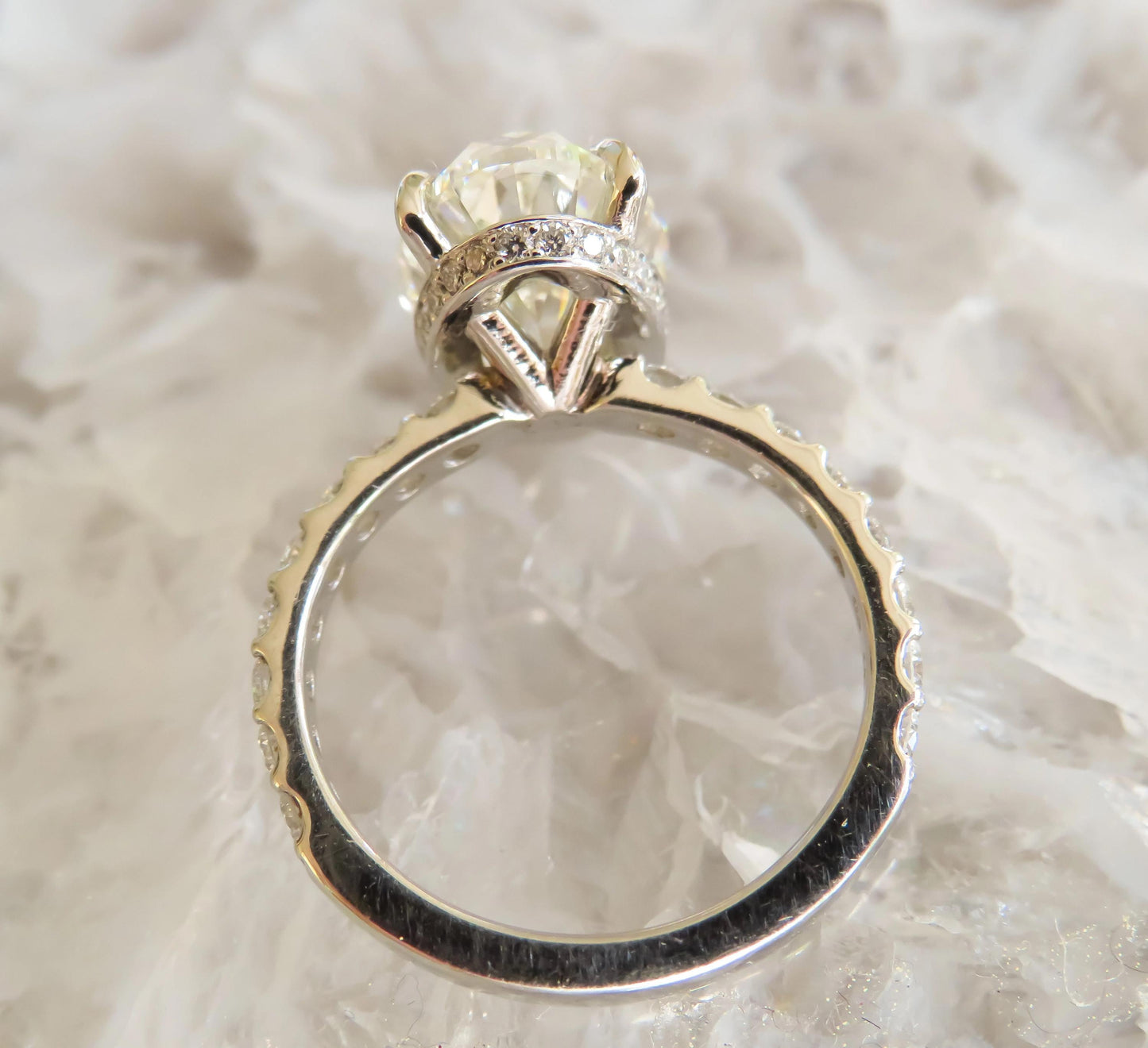 4.01 Carat GIA Certified Oval Diamond Ring in Platinum with Hidden Diamond Halo