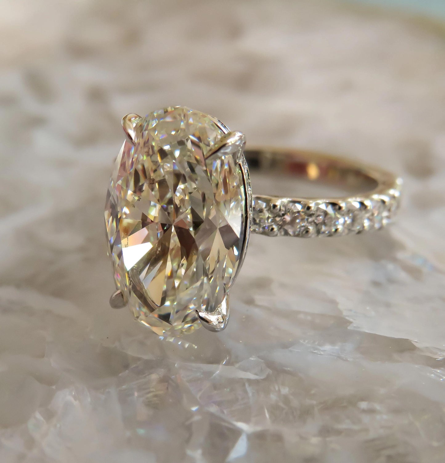 4.01 Carat GIA Certified Oval Diamond Ring in Platinum with Hidden Diamond Halo