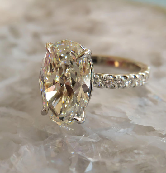 4.01 Carat GIA Certified Oval Diamond Ring in Platinum with Hidden Diamond Halo