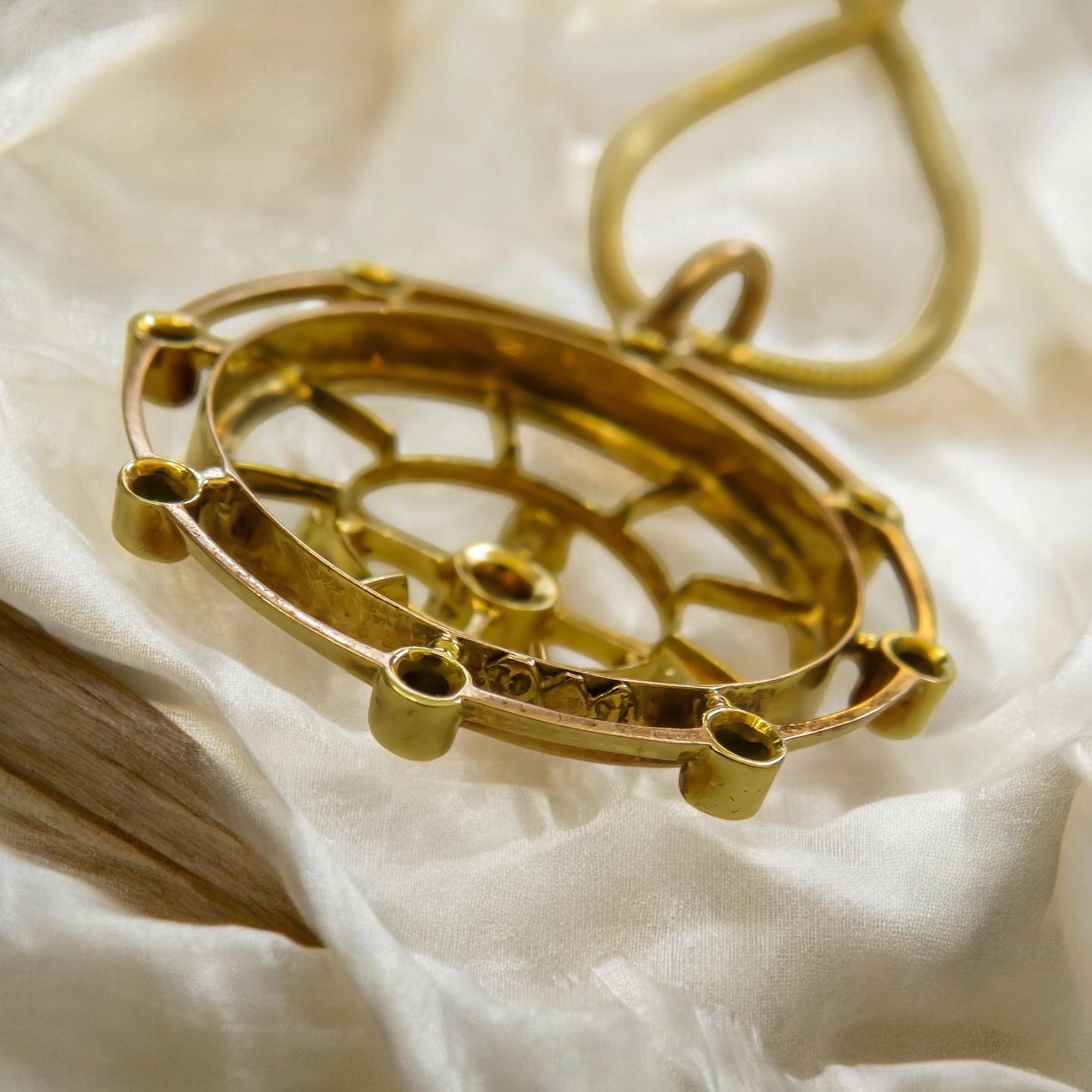 Antique Demantoid Garnet and Diamond Pendant in 15K Gold | Celestial Victorian Era Jewelry | Demantoid Garnet & Old-Cut Diamond Halo