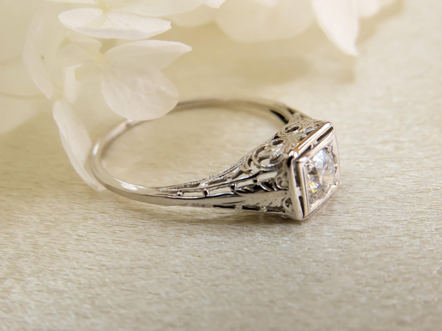 Old European Solitaire in Filigree Setting