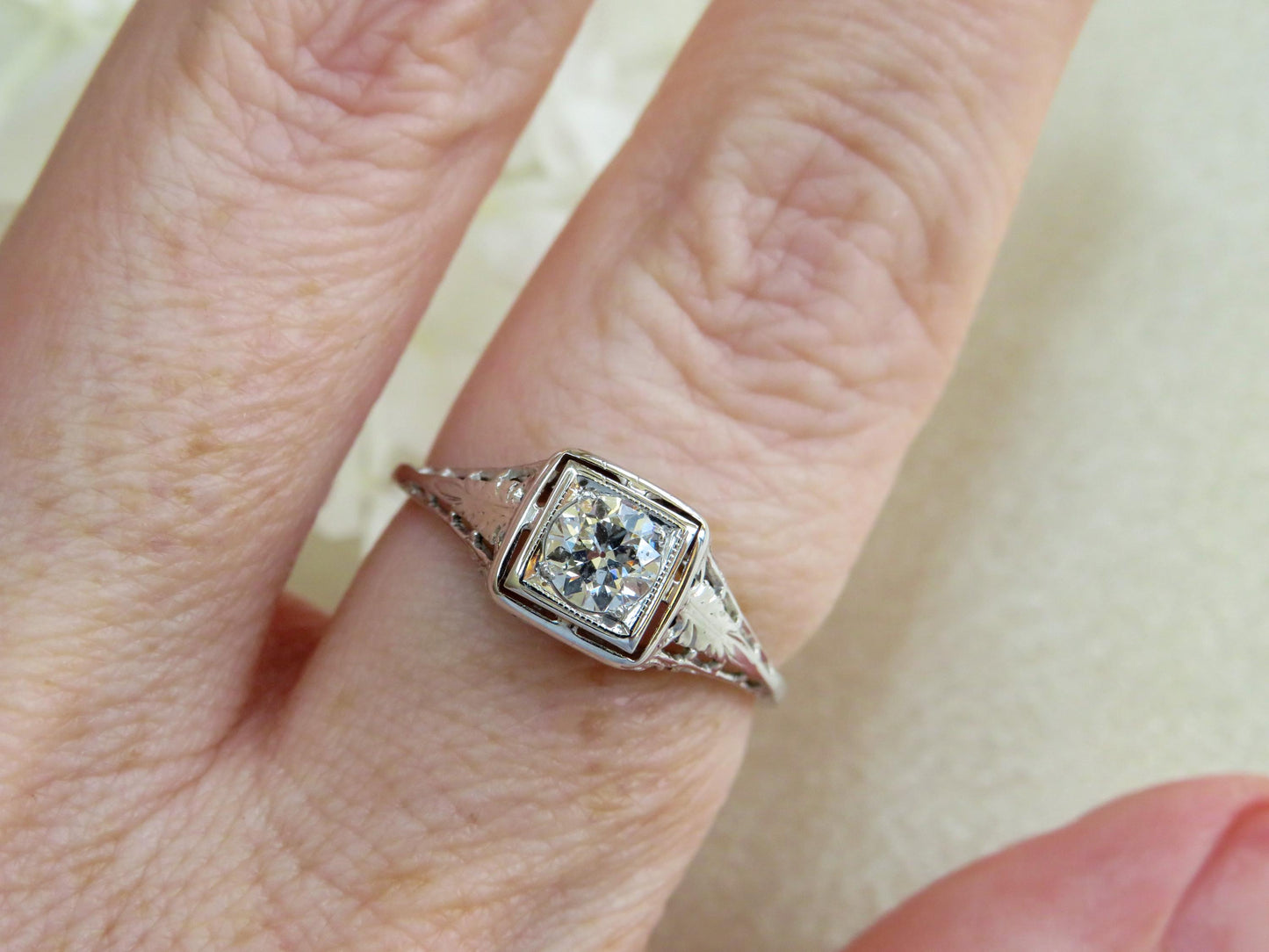 Old European Solitaire in Filigree Setting