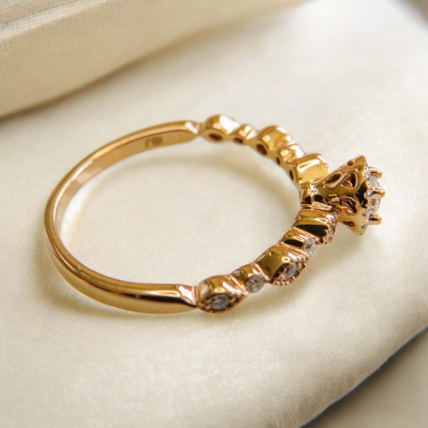 14K Rose Gold Diamond Ring | Size 7 | Vintage-Inspired Halo Engagement Ring