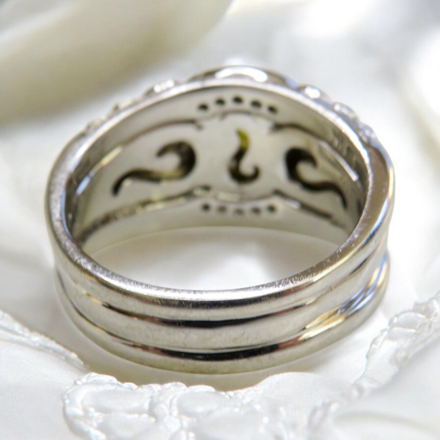 Vintage Style 14K White Gold Yellow Diamond Ring  0.70ct Art Nouveau Engagement Ring  Filigree Bridal Set  Unique Wedding Jewelry