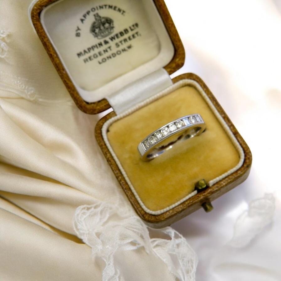 Vintage 18K White Gold Diamond Wedding Band | Art Deco Style Stackable Ring | .30ctw Estate Anniversary Ring | 3.5mm Fine Jewelry